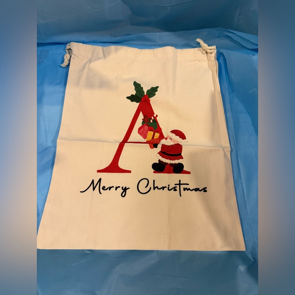 Personalized Christmas Gift Sack Letter “A” w/Santa Brand New